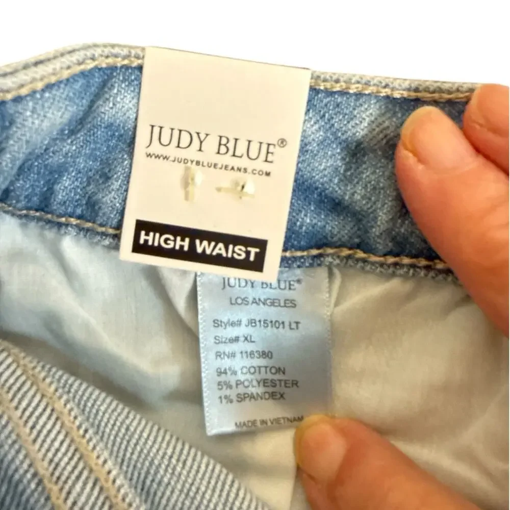 Judy Blue High Waist Distressed Denim Shorts NWT XL